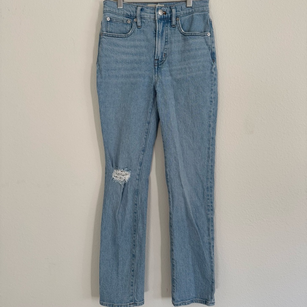 Madewell Light Blue Distressed Straight Leg Jeans